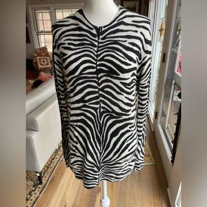 Michael Kors Monochrome zebra pattern Cashmere Knit Sweater